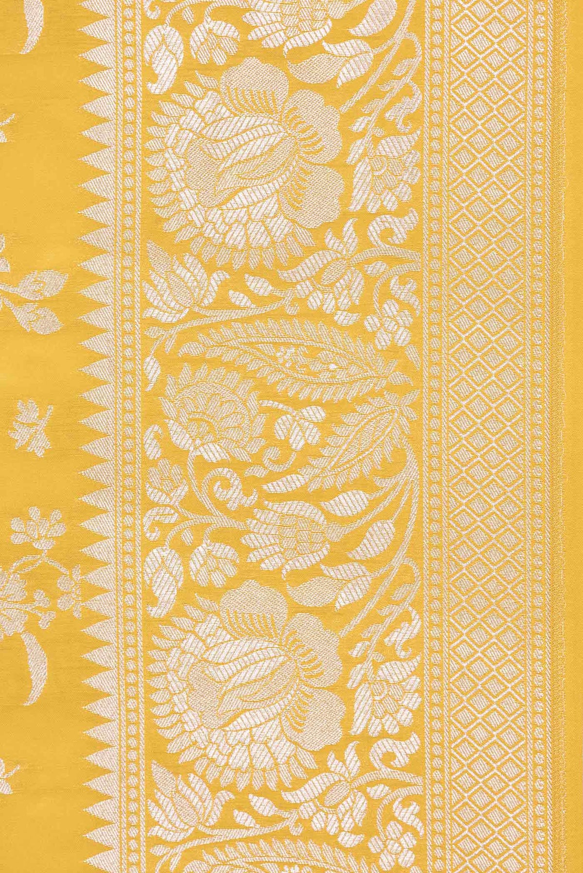 Border image of Yellow Dual Tone Blended Banarasi Saree with Zari Brocade on the body and Zari Border. 