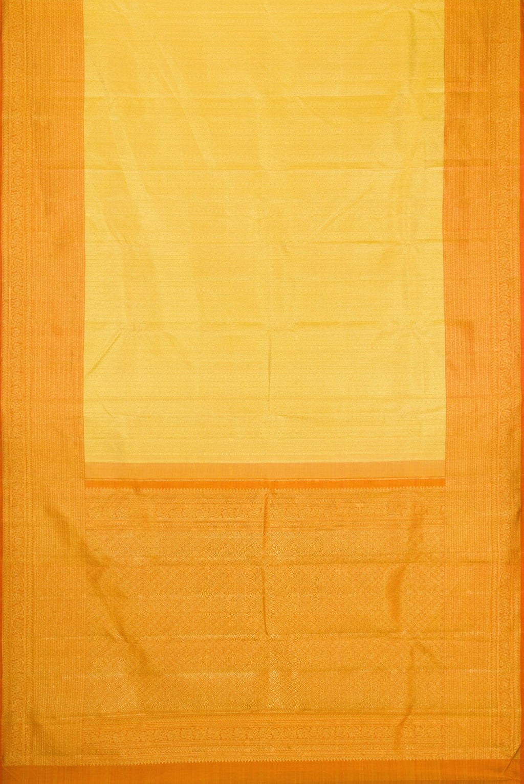 Flat view of Sandal Dual Tone Kanchipuram Silk Saree with Zari Brocade on the body and Zari Border. 