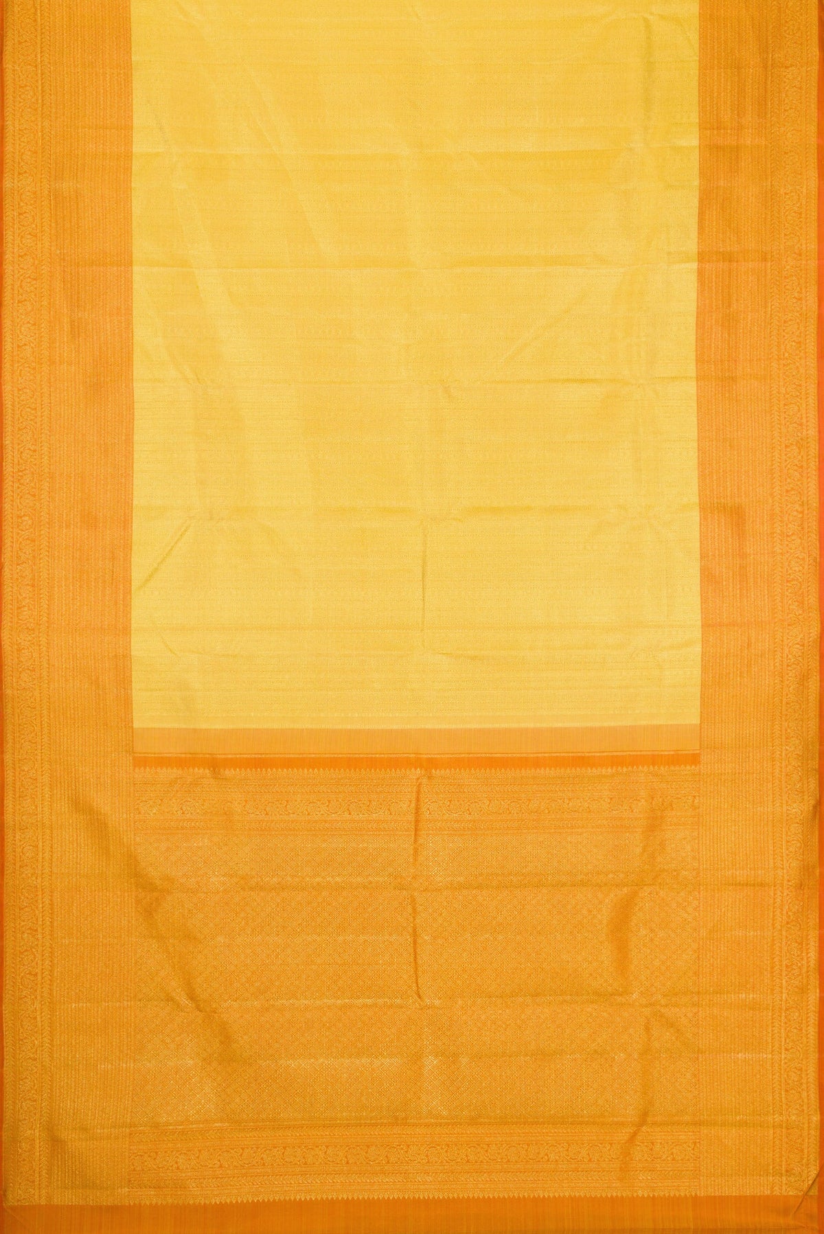 Flat view of Sandal Dual Tone Kanchipuram Silk Saree with Zari Brocade on the body and Zari Border. 