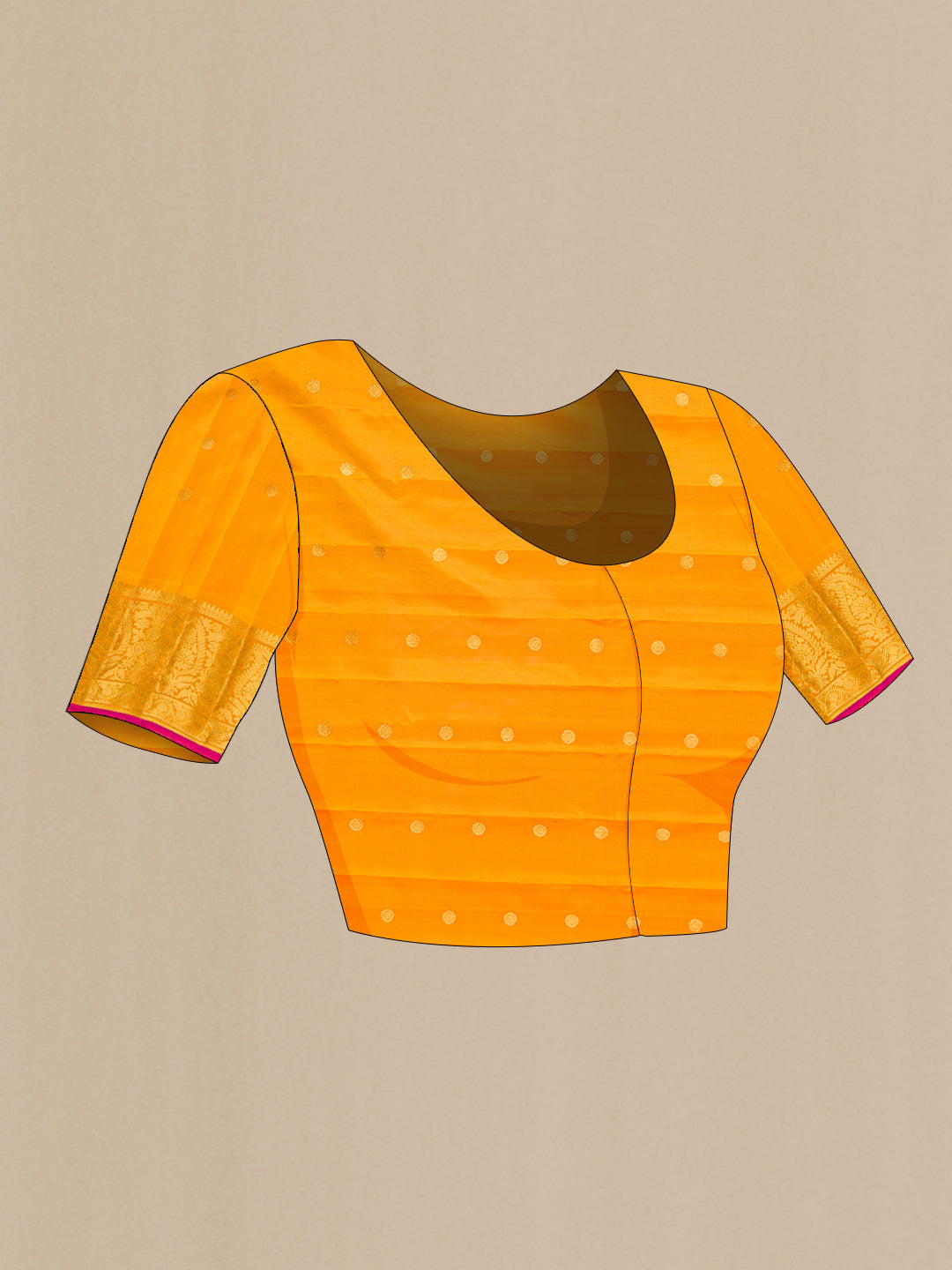 Close up image of the blouse of Pista Green Dual Tone Gadwal Silk Saree with Zari Butta on the body and Temple Border. 