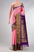 Pink Dual Tone Gadwal Silk Saree with Zari Butta on the body and Zari Border.  displayed on a mannequin