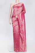 Dark Pink Dual Tone Banarasi Silk Saree with Zari Brocade on the body and Zari Border.  displayed on a mannequin