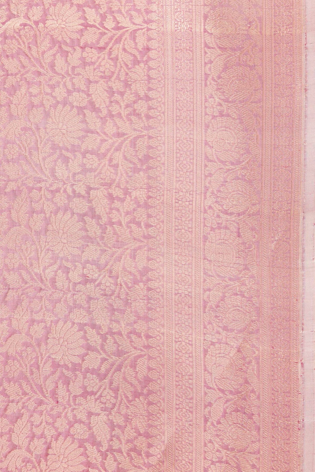 Border image of Golden Peach Dual Tone Banarasi Silk Saree with Zari Brocade on the body and Zari Border. 