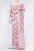 Pink Dual Tone Banarasi Georgette Saree with Zari Brocade on the body and Zari Border.  displayed on a mannequin