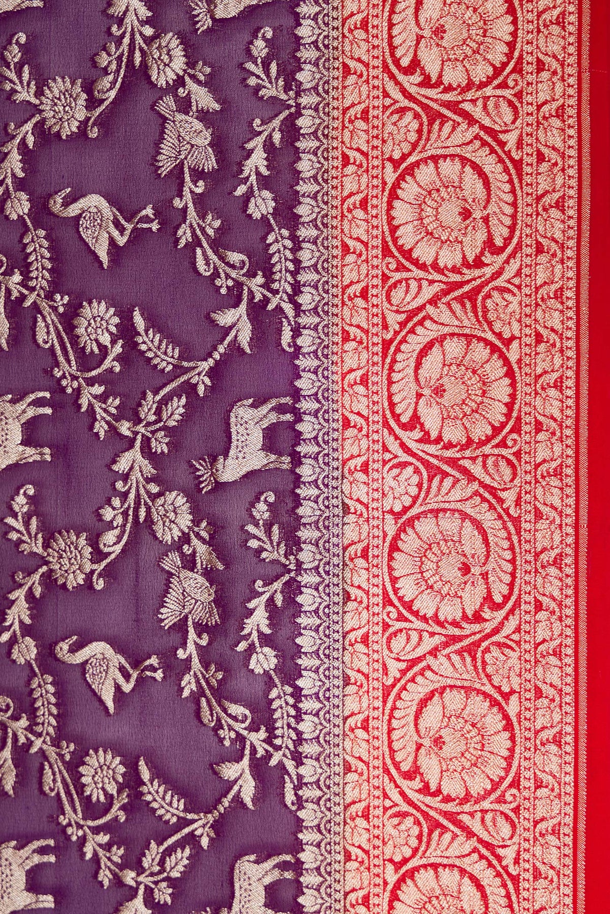 Border image of Royal Blue Dual Tone Mysore Georgette Saree with Zari Brocade on the body and Zari Border. 
