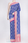 Royal Blue Dual Tone Banarasi Georgette Saree with Zari Brocade on the body and Zari Border.  displayed on a mannequin
