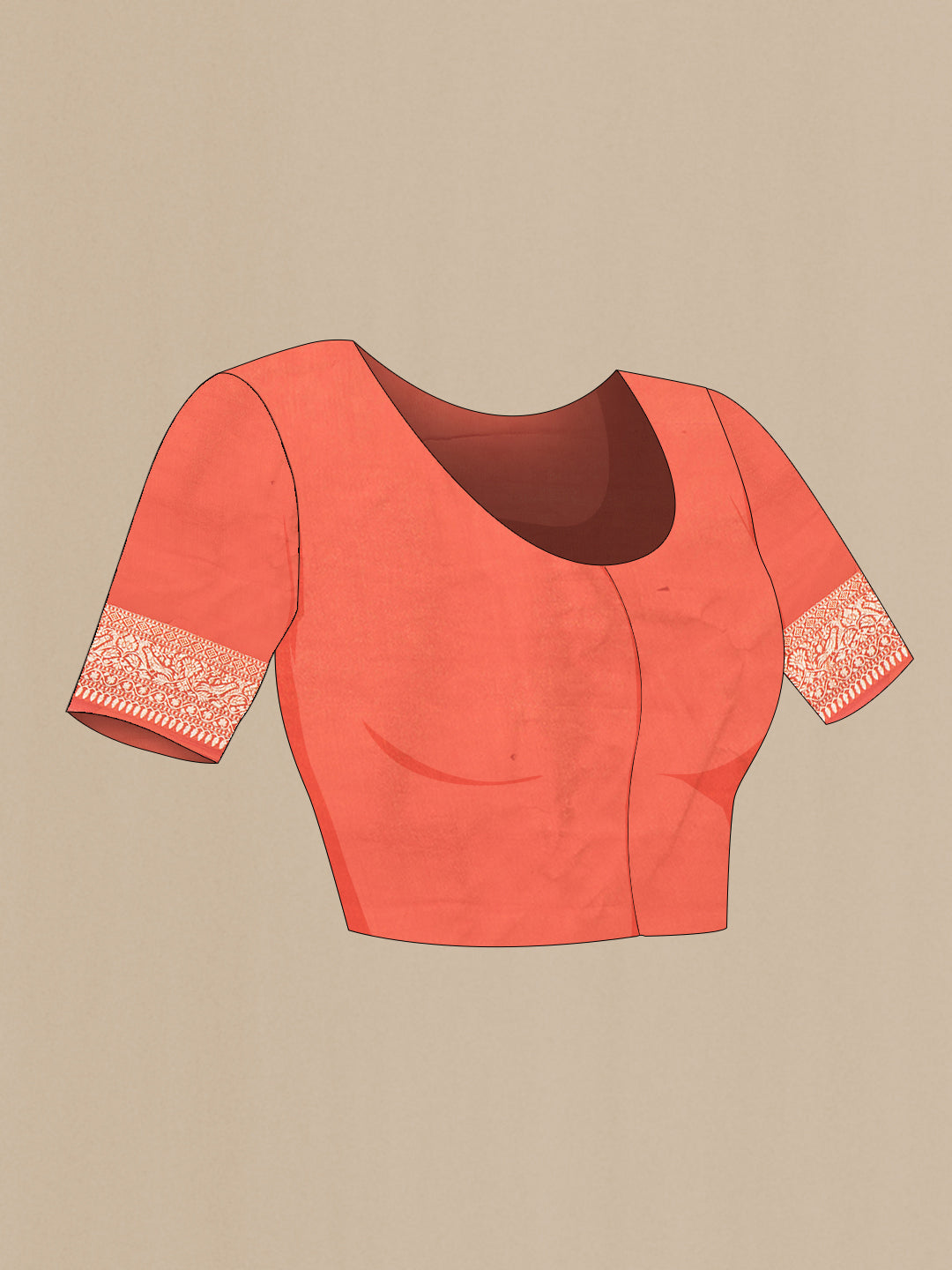 Close up image of the blouse of Pink Dual Tone Banarasi Georgette Saree with Zari Brocade on the body and Zari Border. 