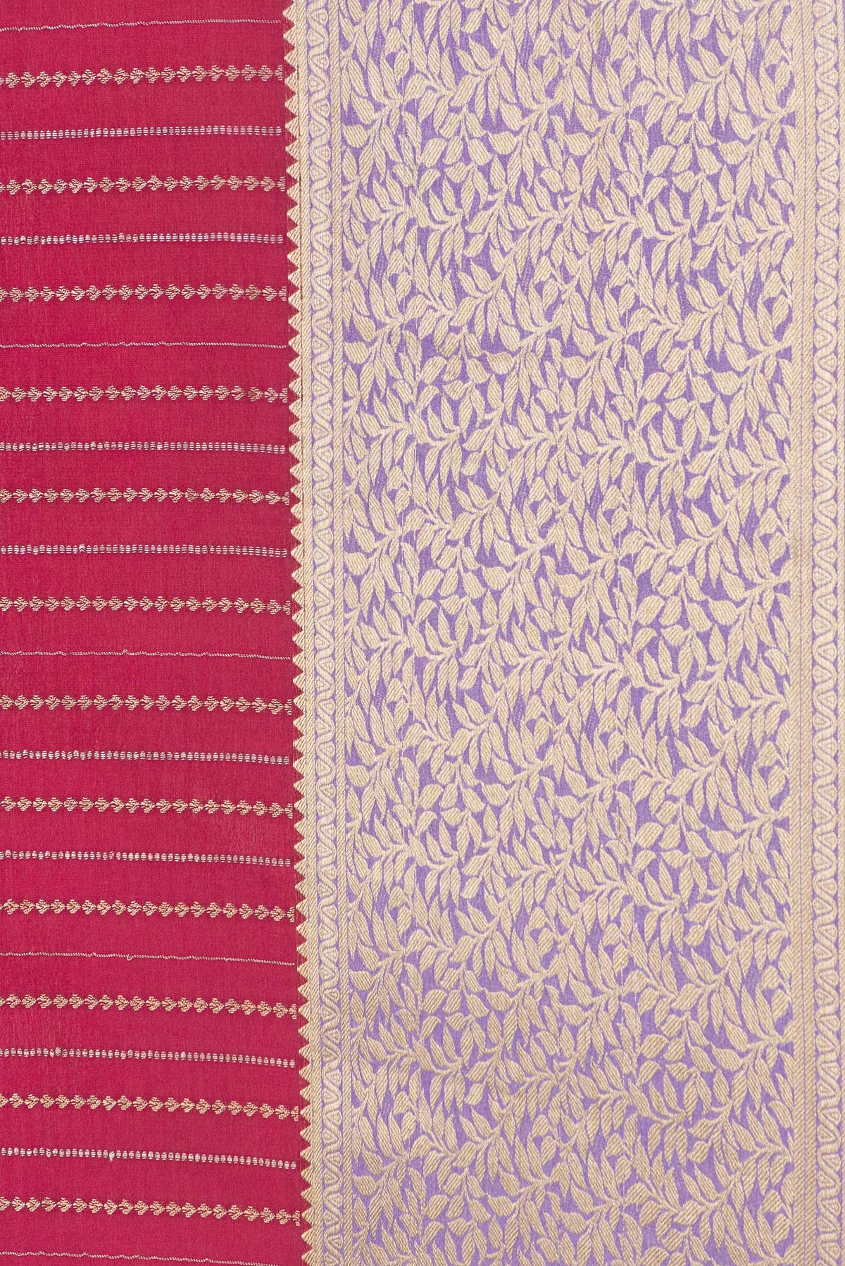 Border image of Pink Dual Tone Mysore Silk Saree with Stripes on the body and Zari Border. 