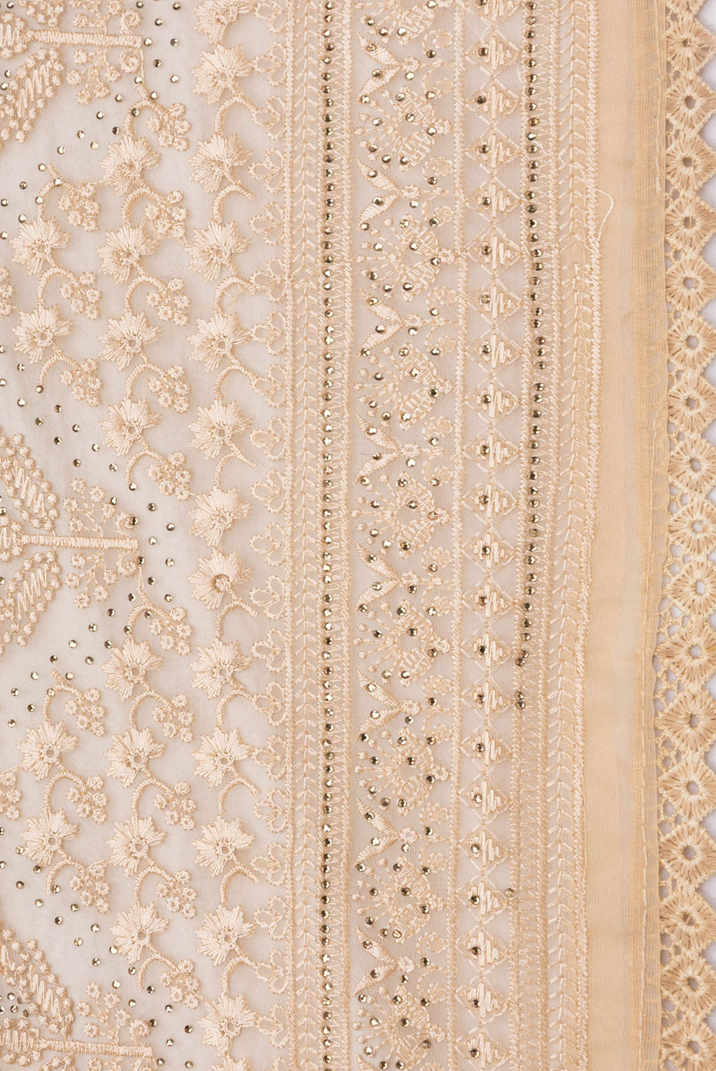 Border image of Sandal Dual Tone Organza Silk Saree with Embroidery on the body and Embroidery Border. 