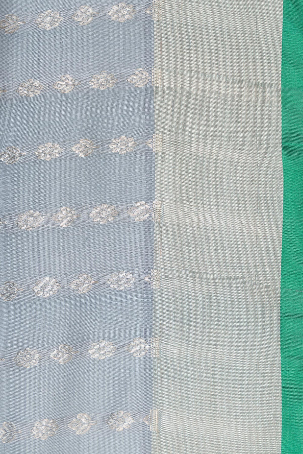 Border image of Grey Dual Tone Uppada Silk Saree with Stripes on the body and Zari Border. 