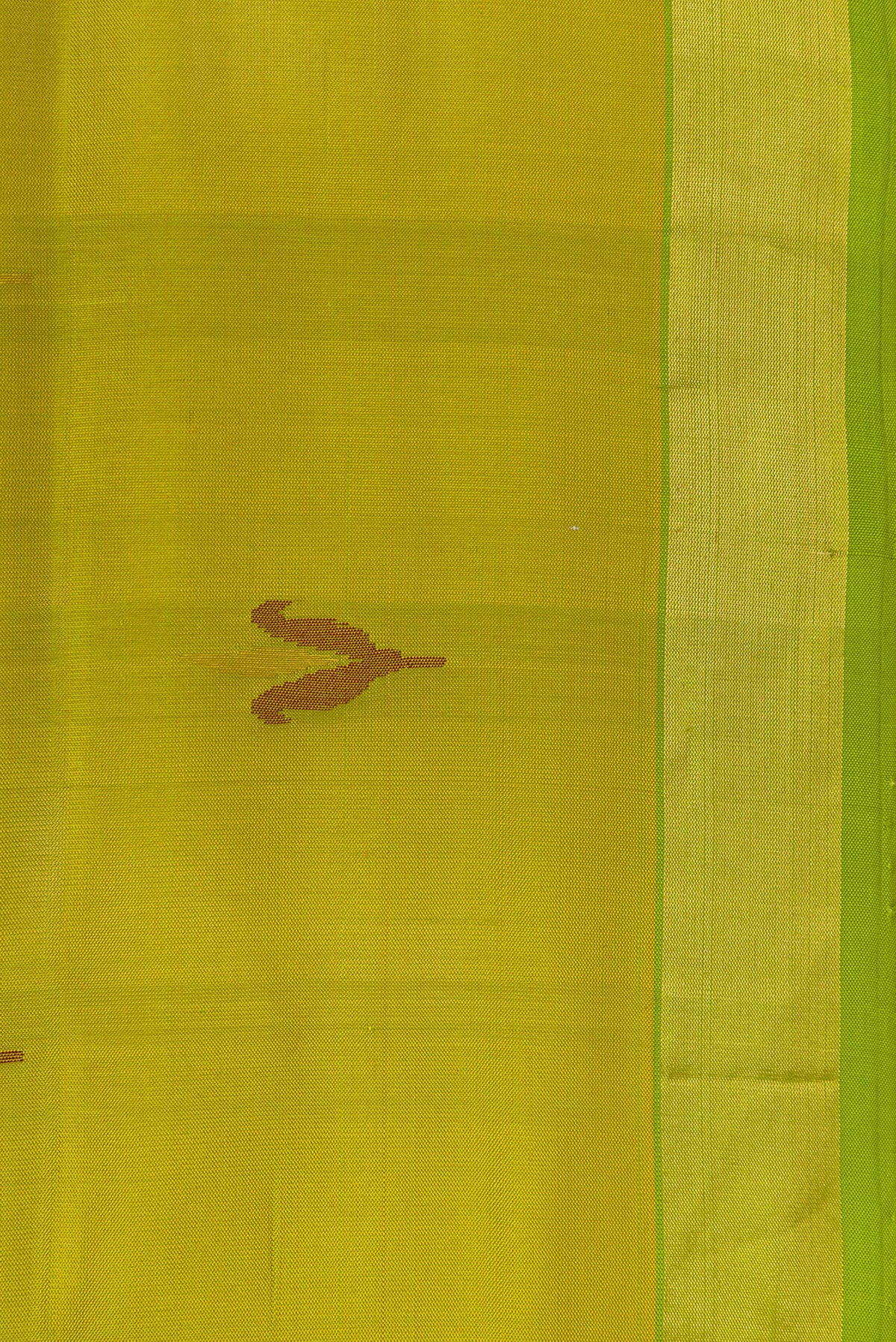 Border image of Parrot Green Dual Tone Uppada Silk Saree with Zari And Thread Butta on the body and Zari Border. 