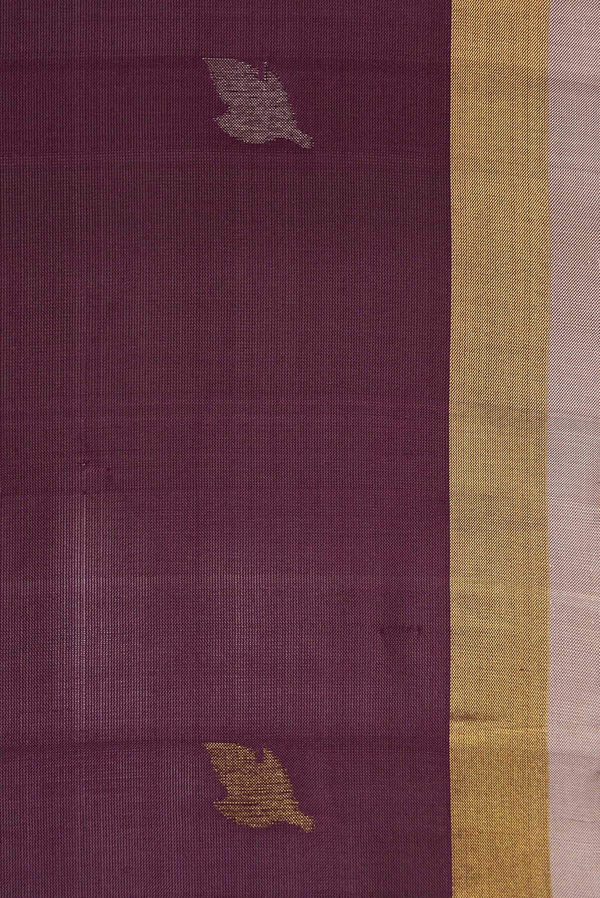 Border image of Brown Dual Tone Uppada Silk Saree with Zari Butta on the body and Zari Border. 