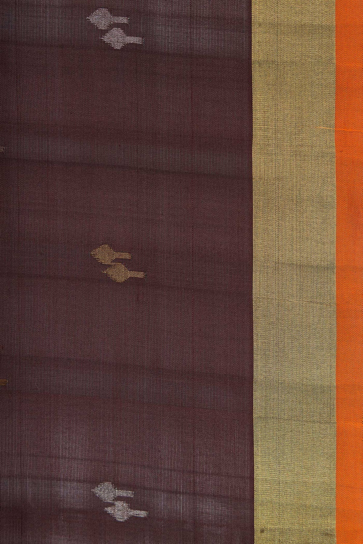 Border image of Coffee Brown Dual Tone Uppada Silk Saree with Zari Butta on the body and Zari Border. 