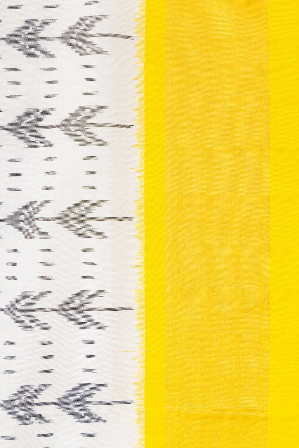 Border image of Off White Dual Tone Double Ikat Saree with Ikat Print on the body and Zari Border. 