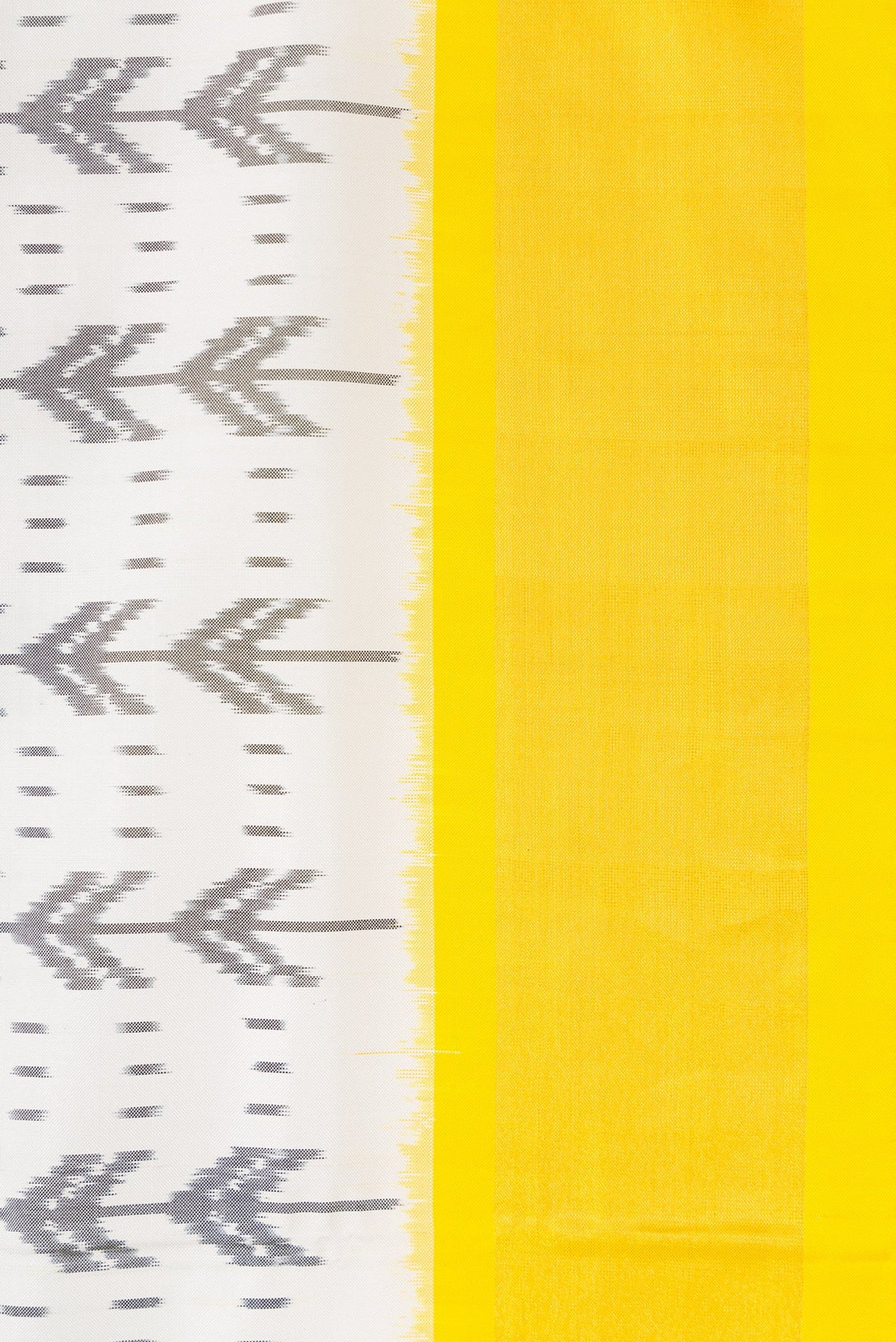 Border image of Off White Dual Tone Double Ikat Saree with Ikat Print on the body and Zari Border. 