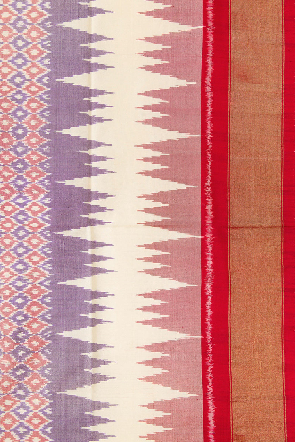 Border image of Lilac Dual Tone Double Ikat Saree with Ikat Print on the body and Zari Border. 