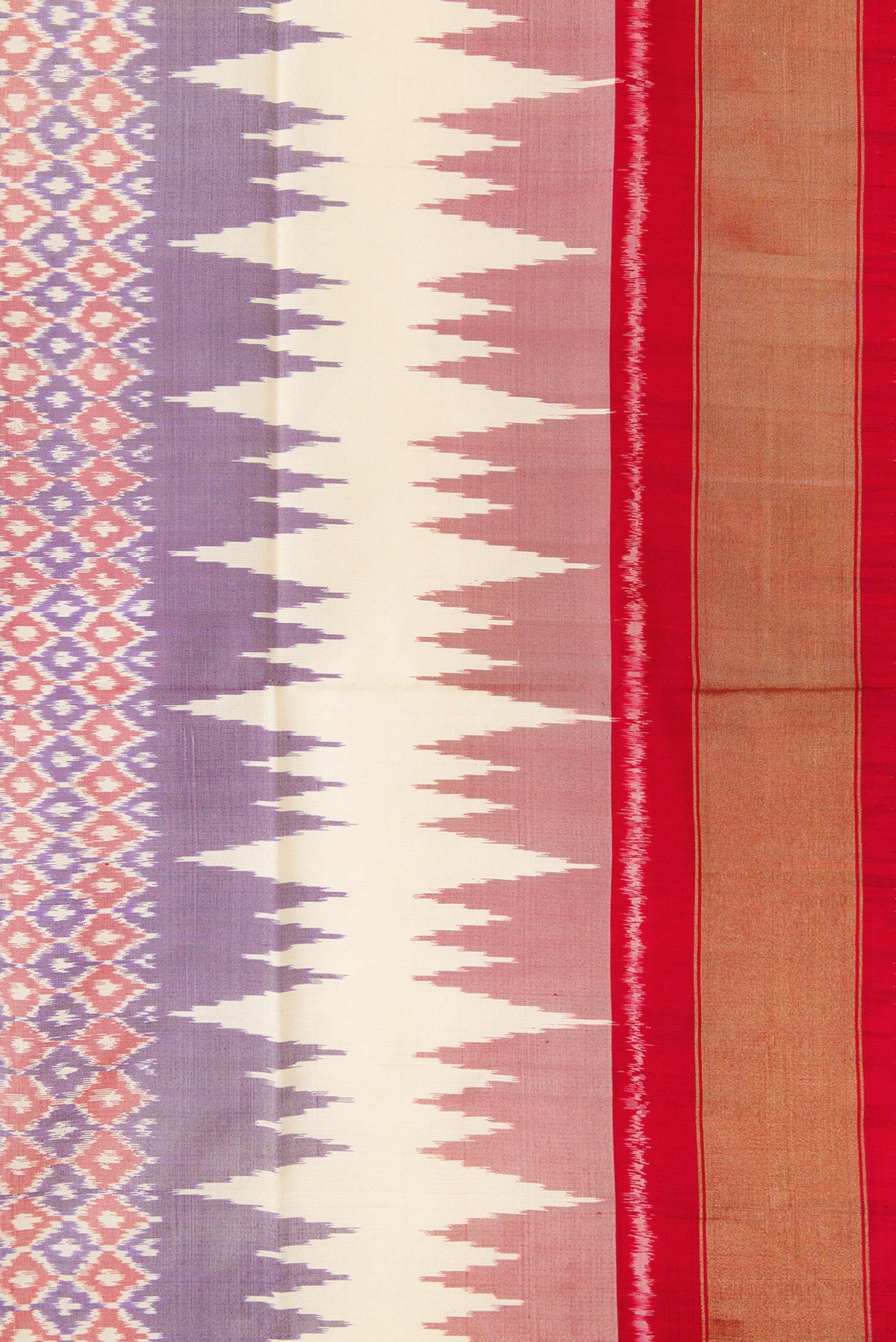 Border image of Lilac Dual Tone Double Ikat Saree with Ikat Print on the body and Zari Border. 