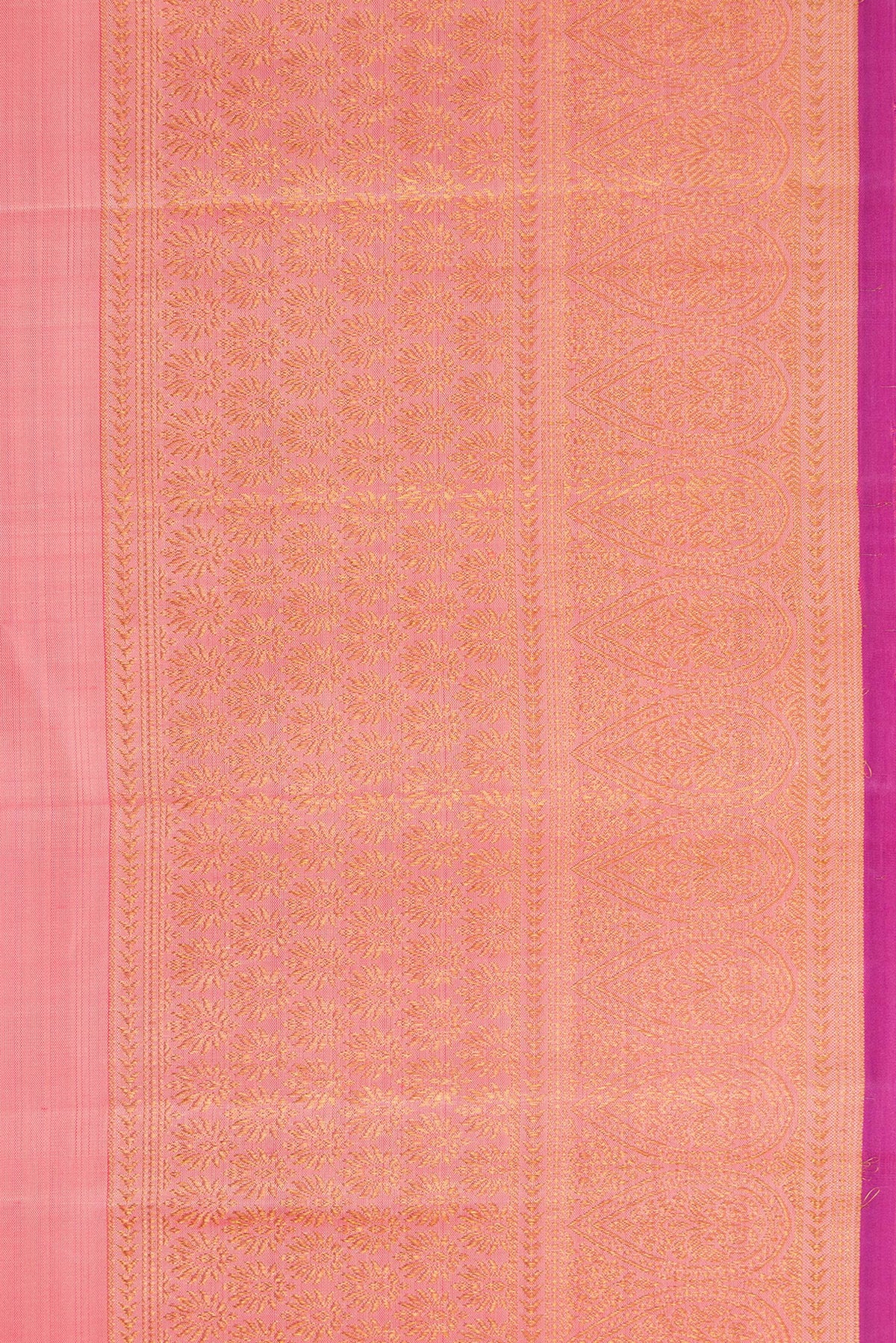 Border image of Peach Dual Tone Kanjivaram Silk Saree with Zari Butta on the body and Fancy Border. 