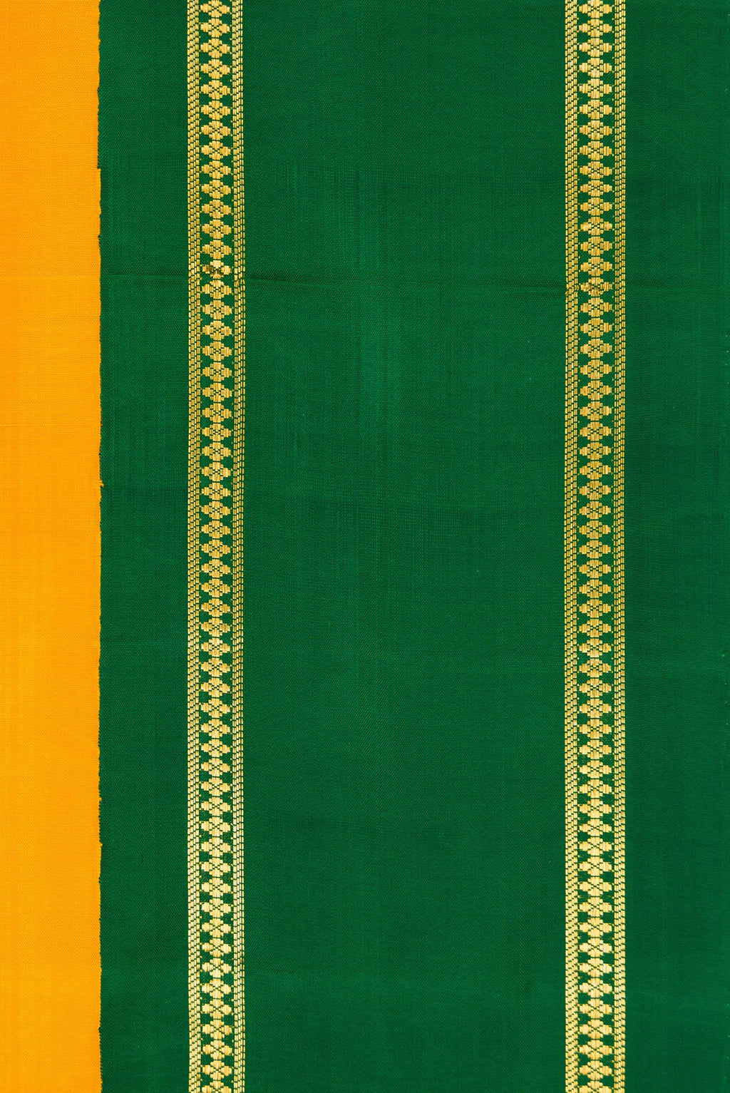 Border image of Pure Silk Pure Zari Yellow Dual Tone Kanjivaram Saree with Plain Body and Zari Border. 