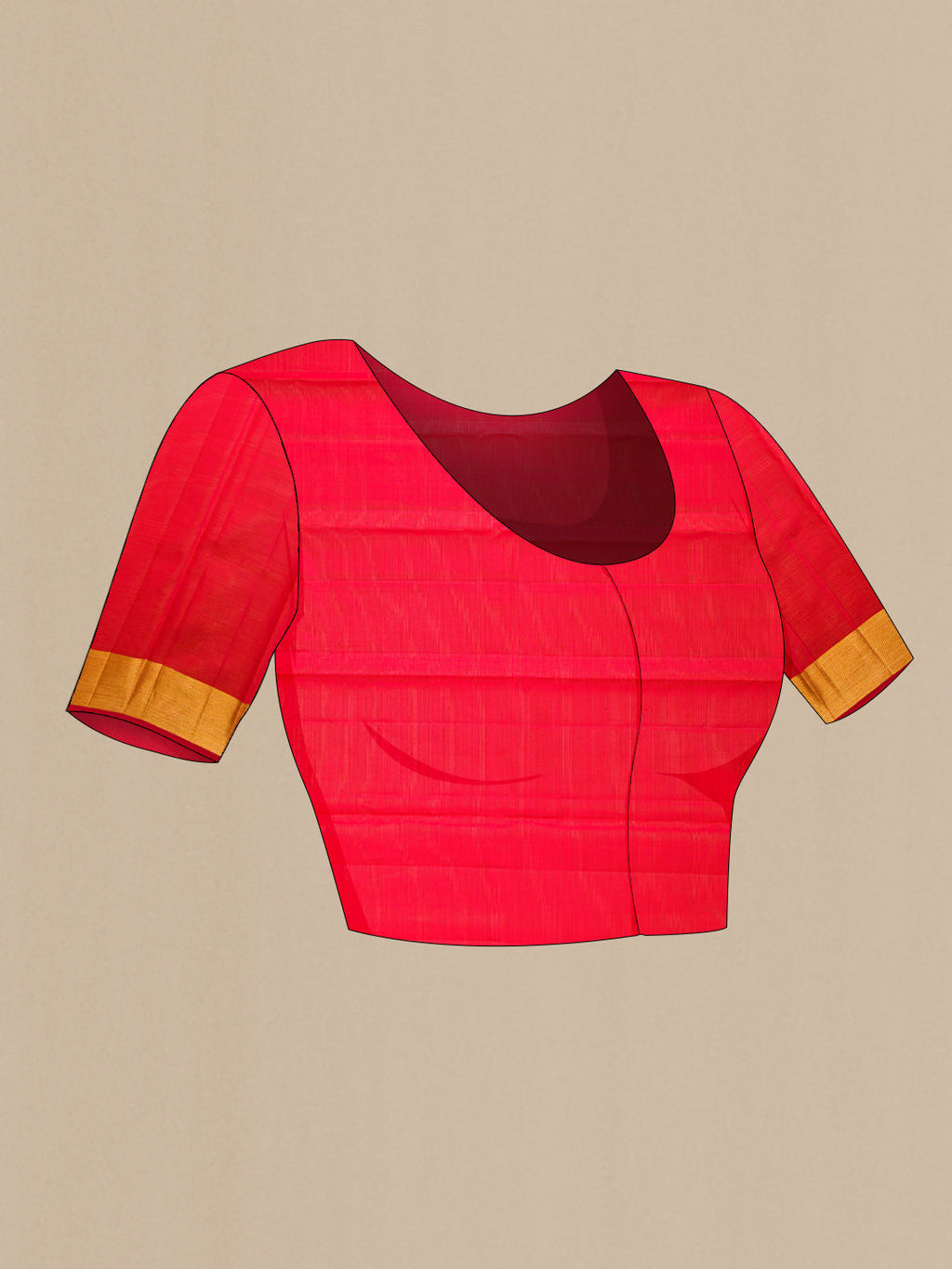 Close up image of the blouse of Red Dual Tone Kanchipuram Silk Saree with Checked design on the body and Zari Border. 