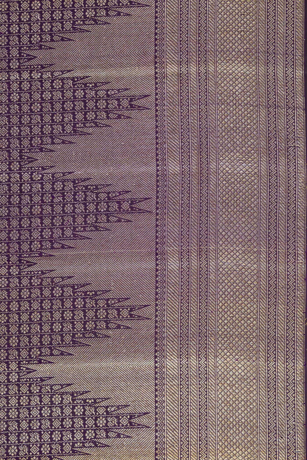Border image of Violet Dual Tone Kanchipuram Silk Saree with Zari Brocade on the body and Zari Border. 