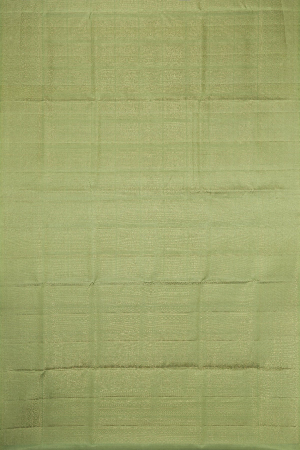 Flat view of Green Dual Tone Soft Silk Saree with Zari Brocade on the body and Zari Border. 