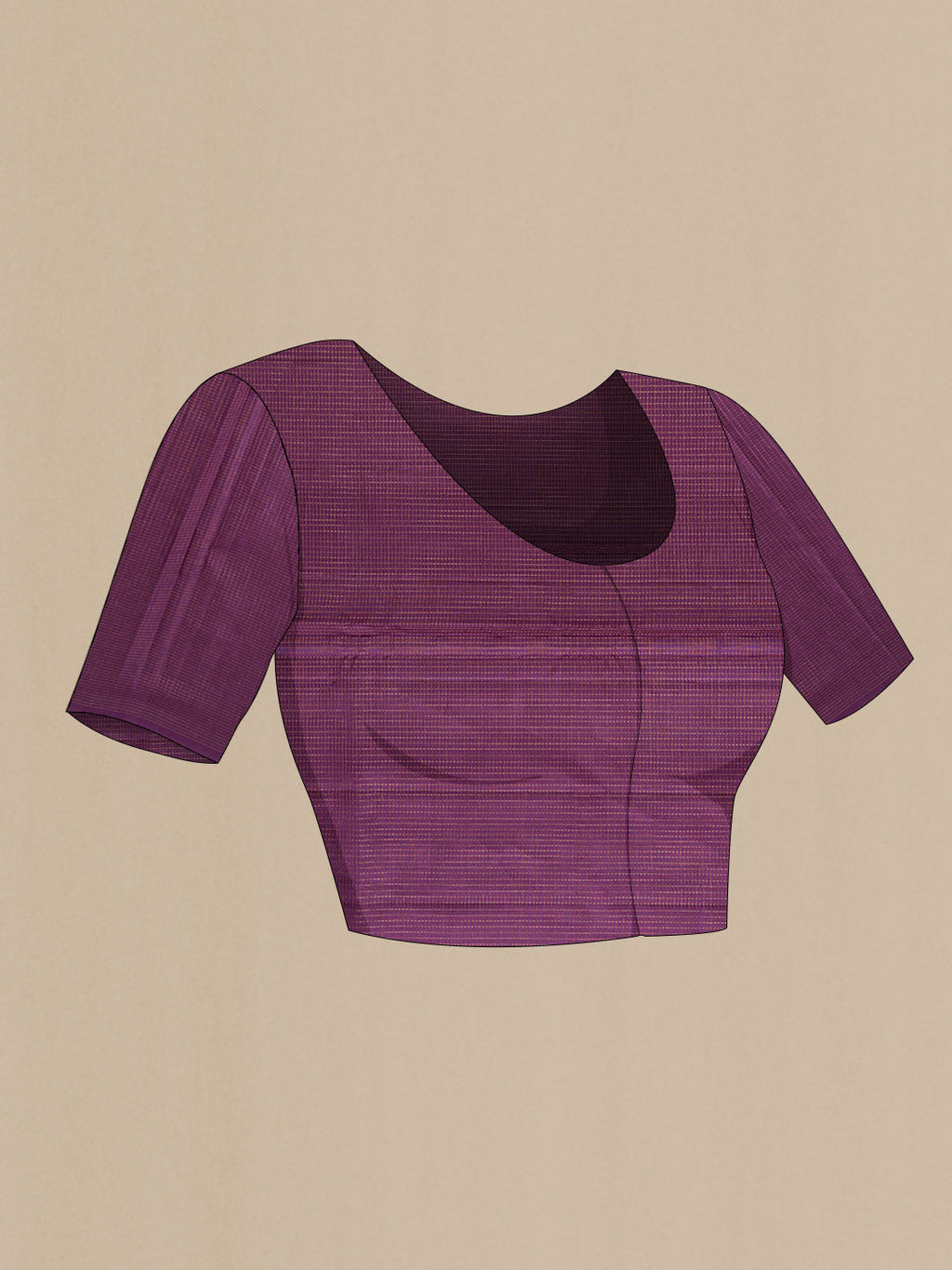 Close up image of the blouse of Purple Dual Tone Soft Silk Saree with Zari Brocade on the body and Fancy Border. 
