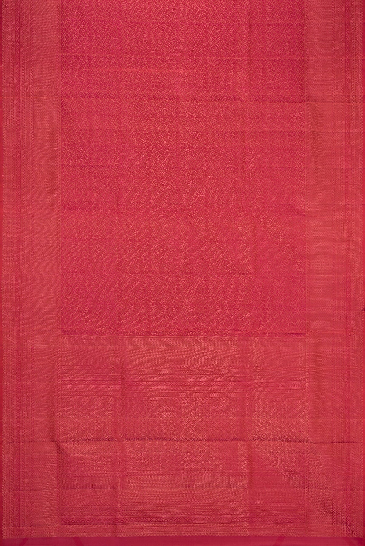 Flat view of Brick Orange Dual Tone Soft Silk Saree with Zari Brocade on the body and Fancy Border. 
