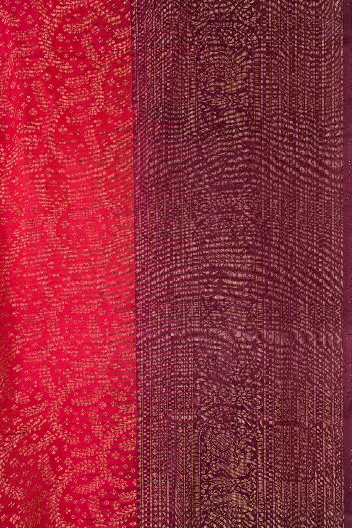 Border image of Brick Orange Dual Tone Soft Silk Saree with Zari Brocade on the body and Fancy Border. 
