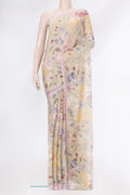Beige Dual Tone Mysore Chiffon Saree with Printed design on the body and Plain Border.  displayed on a mannequin