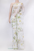 Off White Dual Tone Mysore Chiffon Saree with Printed design on the body and Plain Border.  displayed on a mannequin