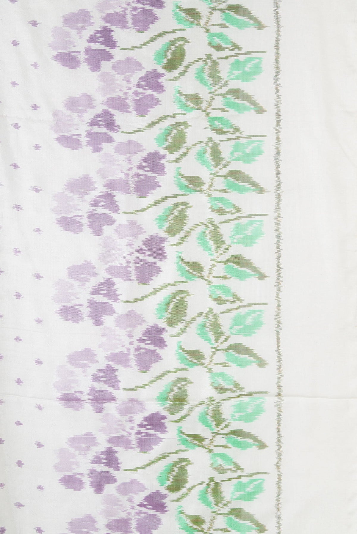 Border image of Off White Dual Tone Double Ikat Saree with Ikat Print on the body and Ikat Border. 