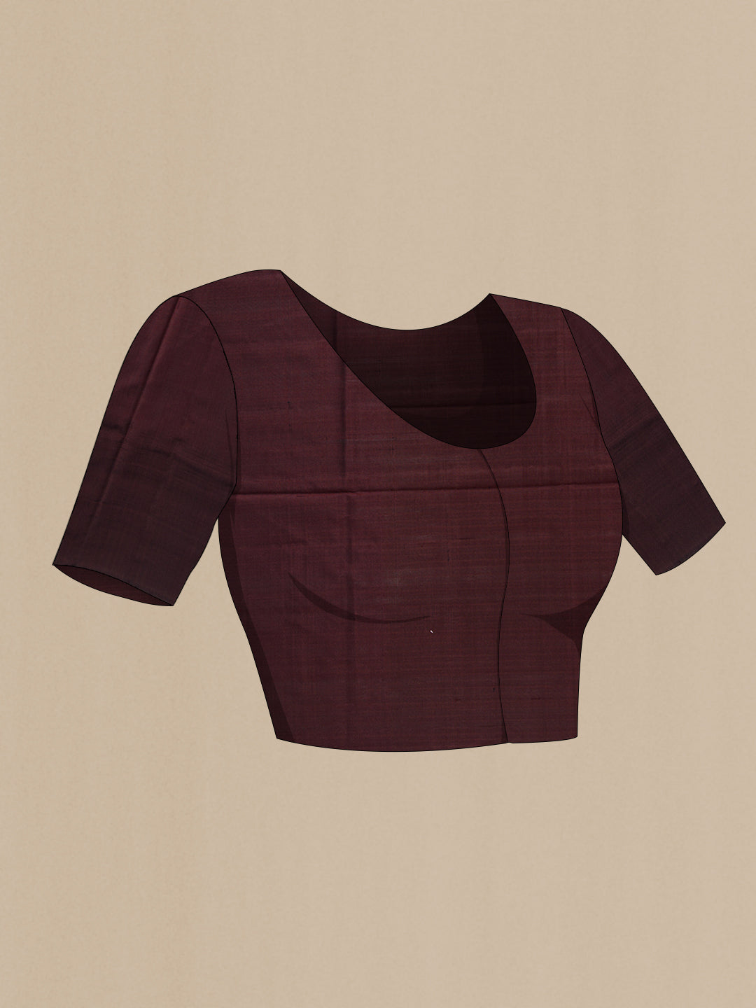 Close up image of the blouse of Brown Dual Tone Double Ikat Saree with Plain Body and Ikat Border. 