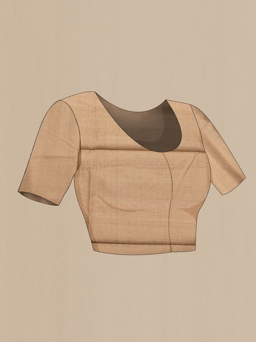 Close up image of the blouse of Caramel Dual Tone Tussar Silk Saree with Printed design on the body and Printed Border. 