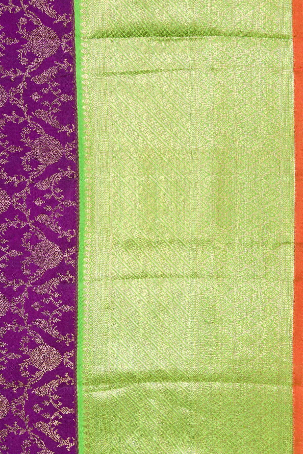 Border image of Royal Blue Dual Tone Kanchipuram Silk Saree with Zari Brocade on the body and Zari Border. 