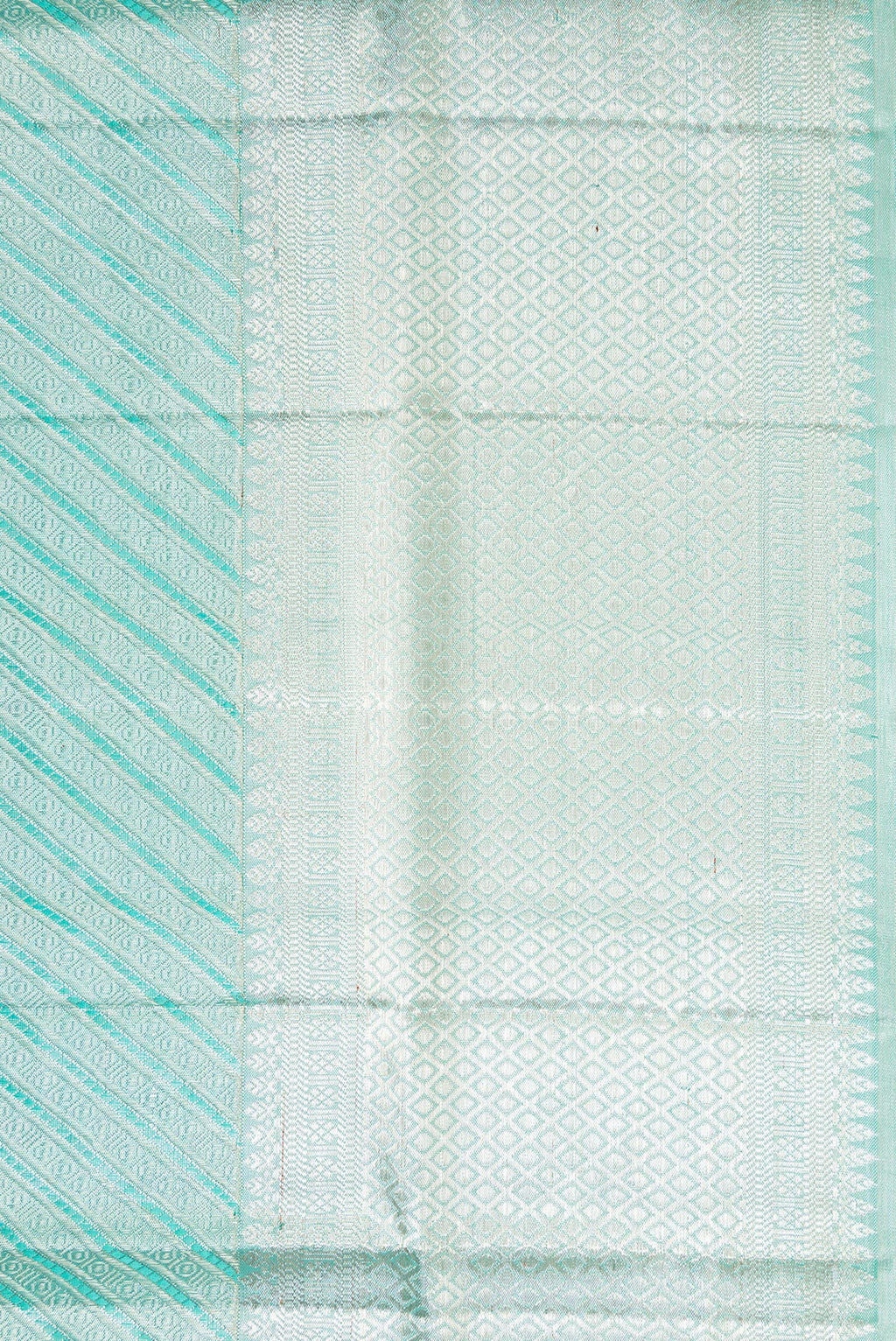 Border image of Pure Silk Pure Zari Sky Blue Dual Tone Kanjivaram Tissue Saree with Zari Brocade on the body and Zari Border. 
