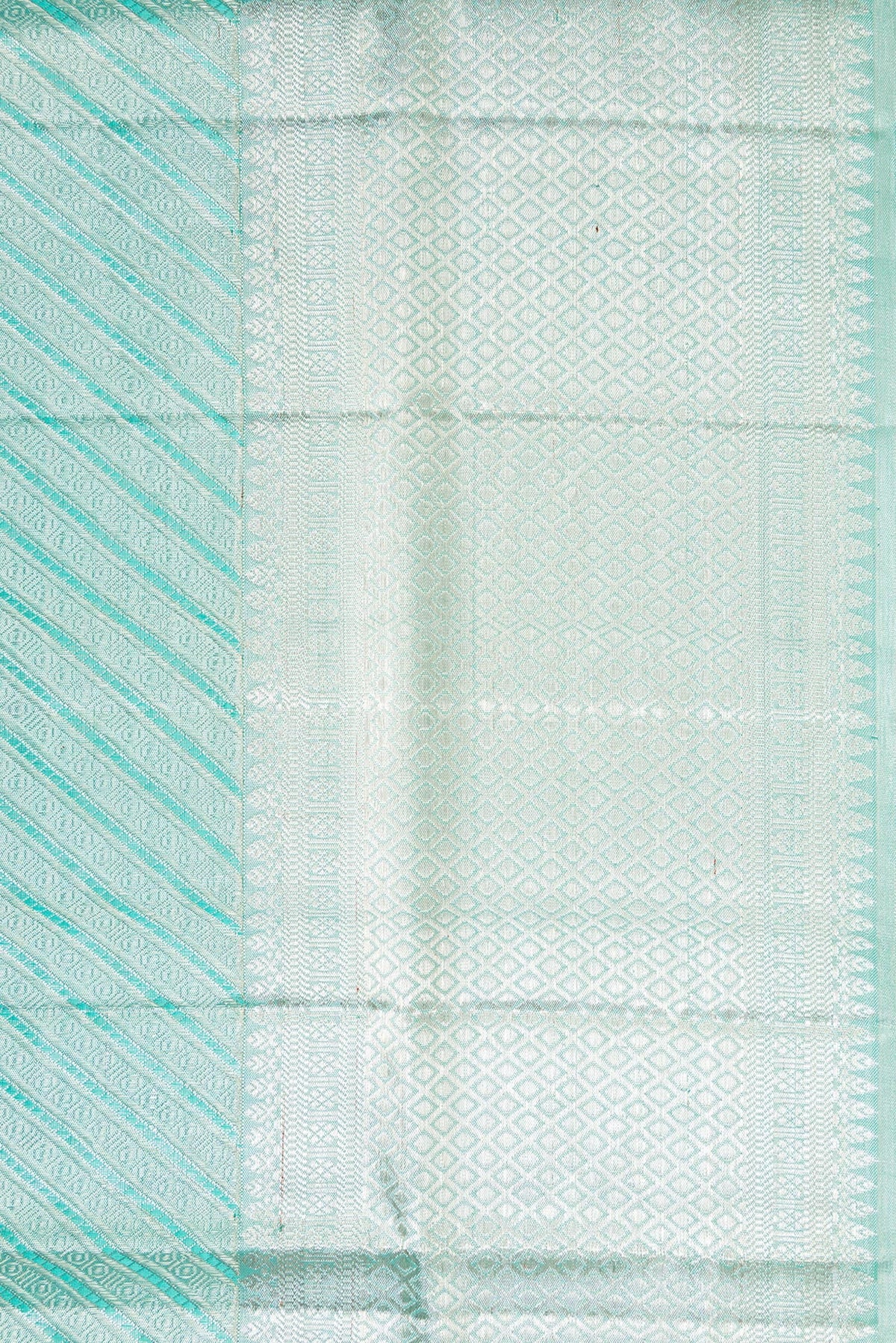 Border image of Pure Silk Pure Zari Sky Blue Dual Tone Kanjivaram Tissue Saree with Zari Brocade on the body and Zari Border. 