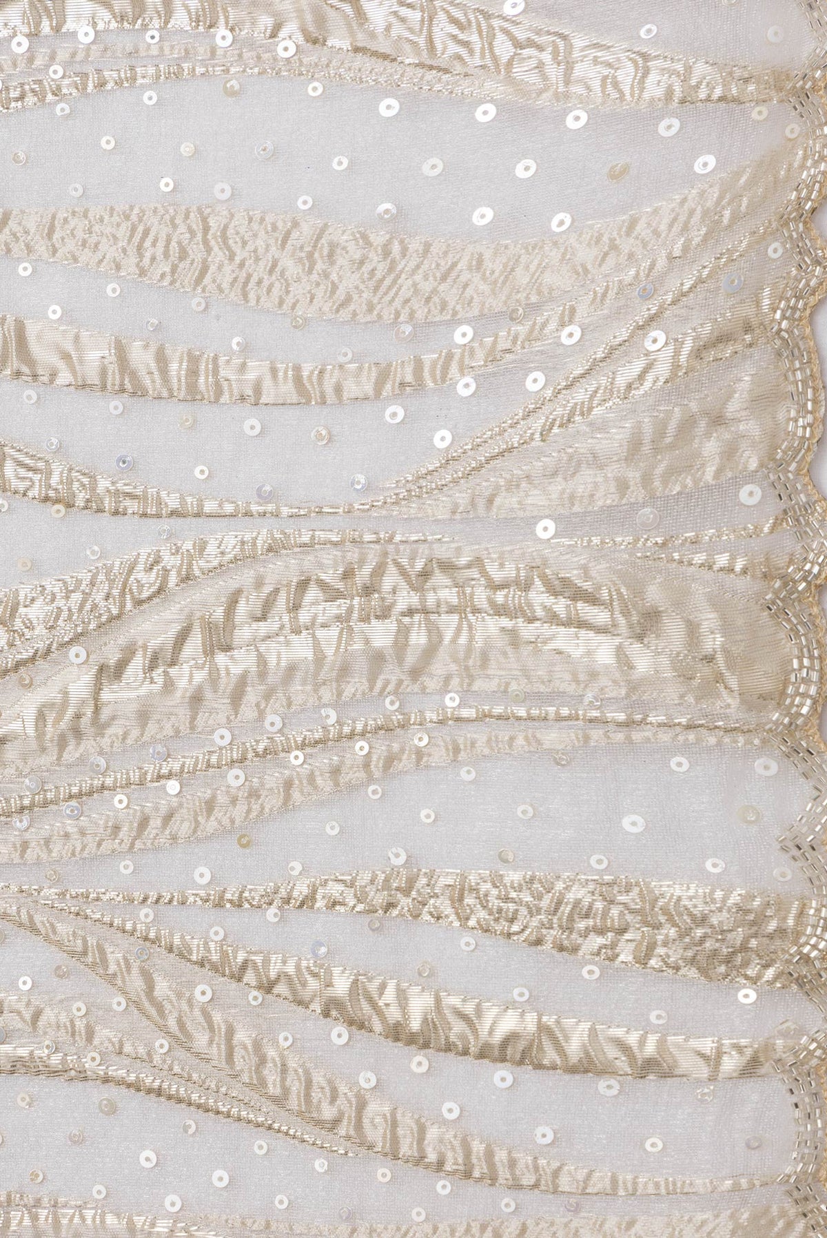 Border image of Gold Dual Tone Organza Silk Saree with Embroidery on the body and Embroidery Border. 