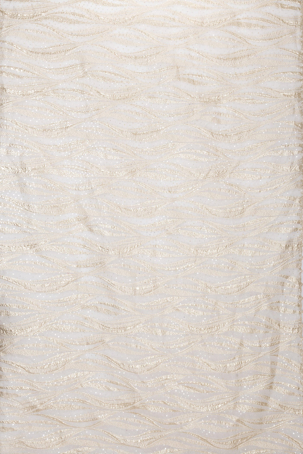 Flat view of Gold Dual Tone Organza Silk Saree with Embroidery on the body and Embroidery Border. 