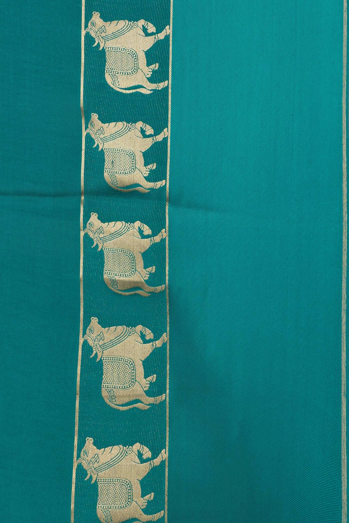 Border image of Sky Blue Dual Tone Mysore Silk Saree with Plain Body and Fancy Border. 