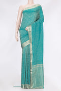 Sky Blue Dual Tone Georgette Saree with Zari Brocade on the body and Zari Border.  displayed on a mannequin
