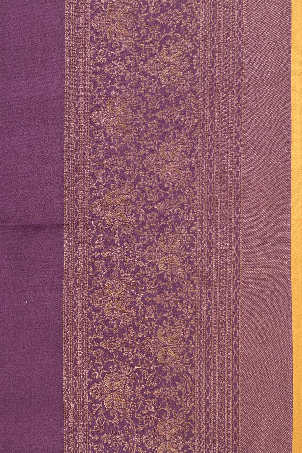 Border image of Burgundy Dual Tone Mysore Silk Saree with Plain Body and Zari Border. 