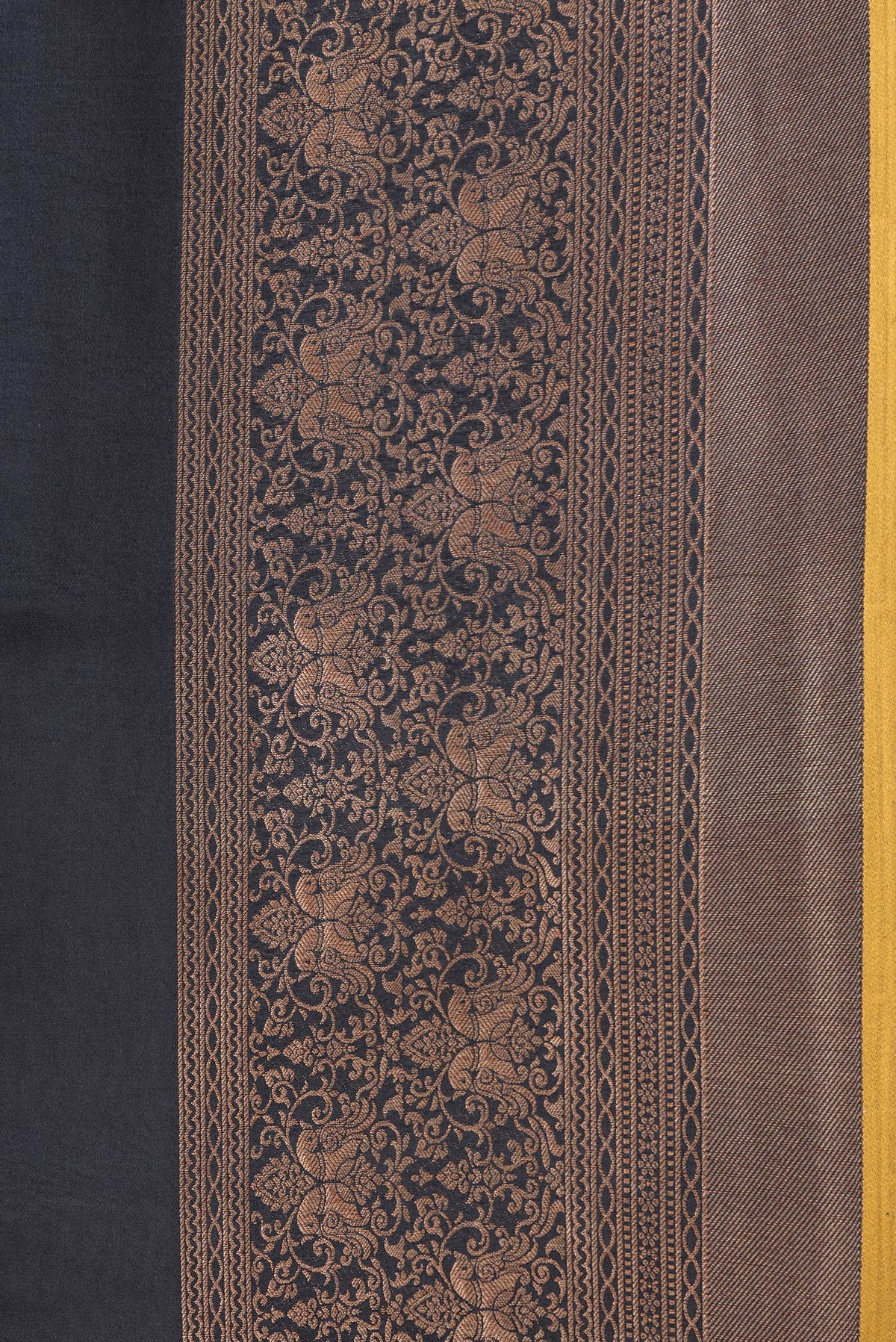 Border image of Black Dual Tone Mysore Silk Saree with Zari Butta on the body and Zari Border. 