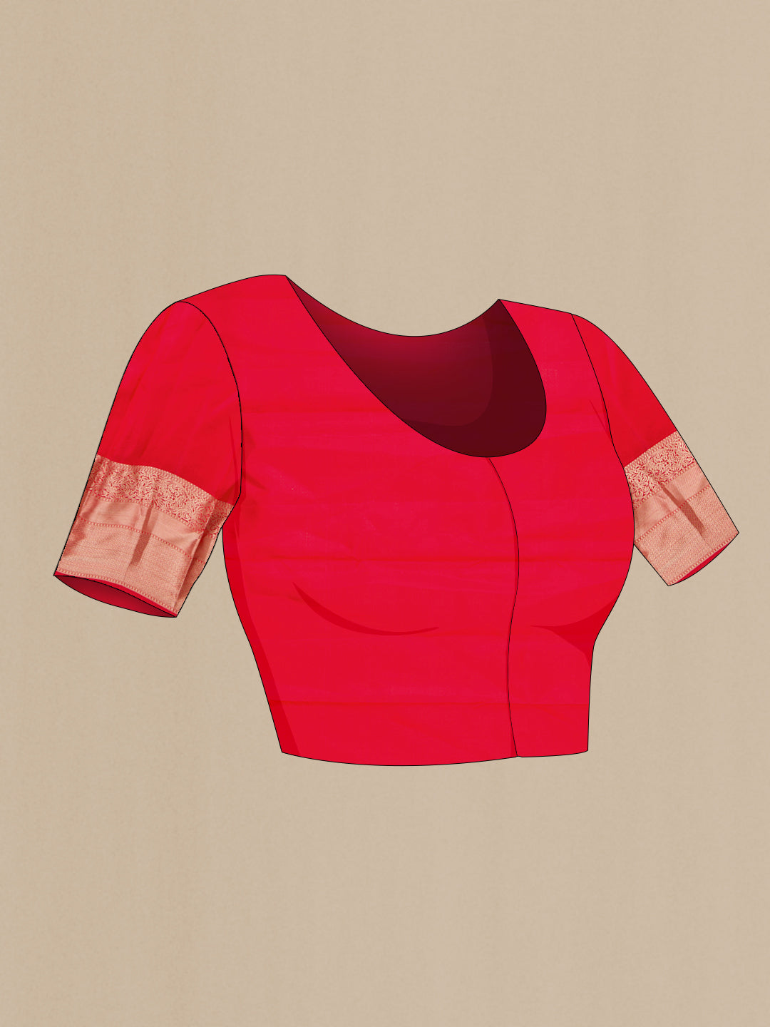 Close up image of the blouse of Pink Dual Tone Kanjivaram Silk Saree with Zari Brocade on the body and Zari Border. 