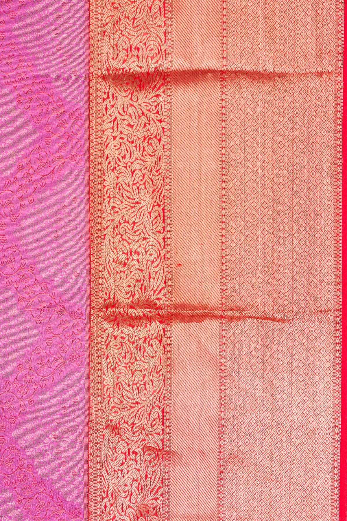 Border image of Pink Dual Tone Kanjivaram Silk Saree with Zari Brocade on the body and Zari Border. 