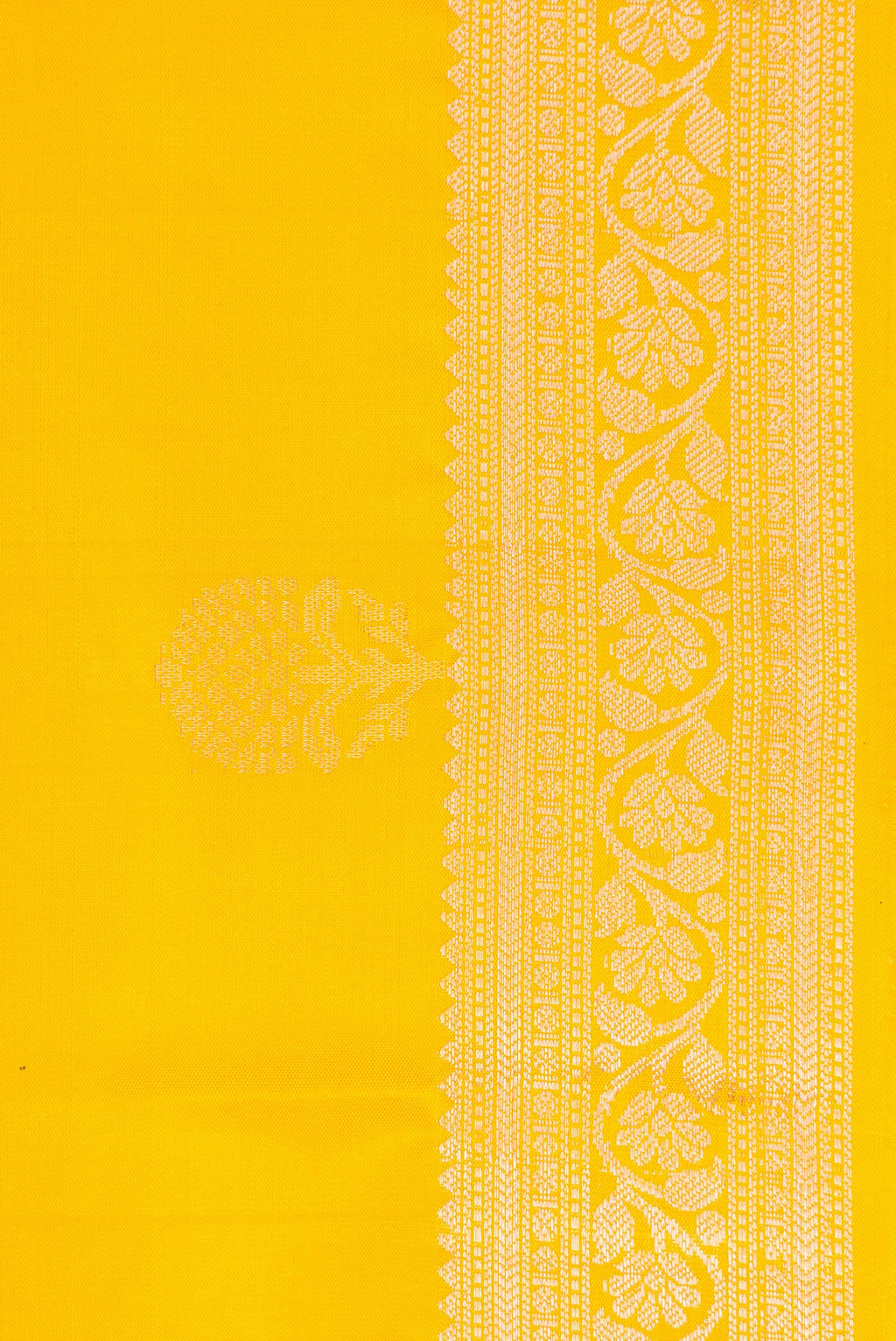 Border image of Yellow Dual Tone Soft Silk Saree with Zari Butta on the body and Zari Border. 