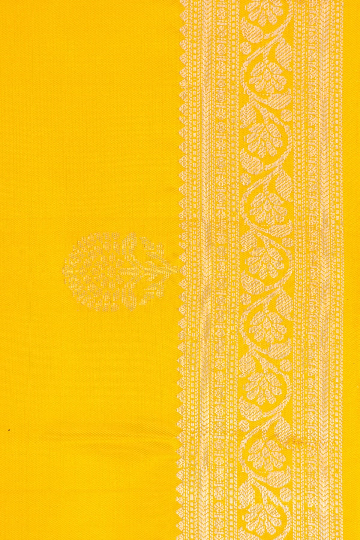 Border image of Yellow Dual Tone Soft Silk Saree with Zari Butta on the body and Zari Border. 