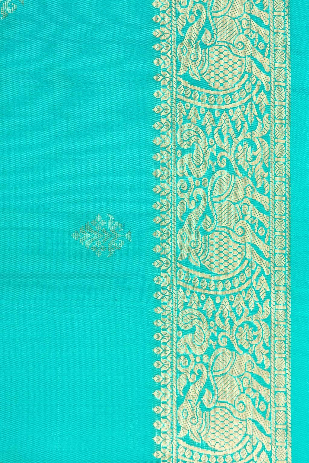 Border image of Sky Blue Dual Tone Soft Silk Saree with Zari Butta on the body and Zari Border. 