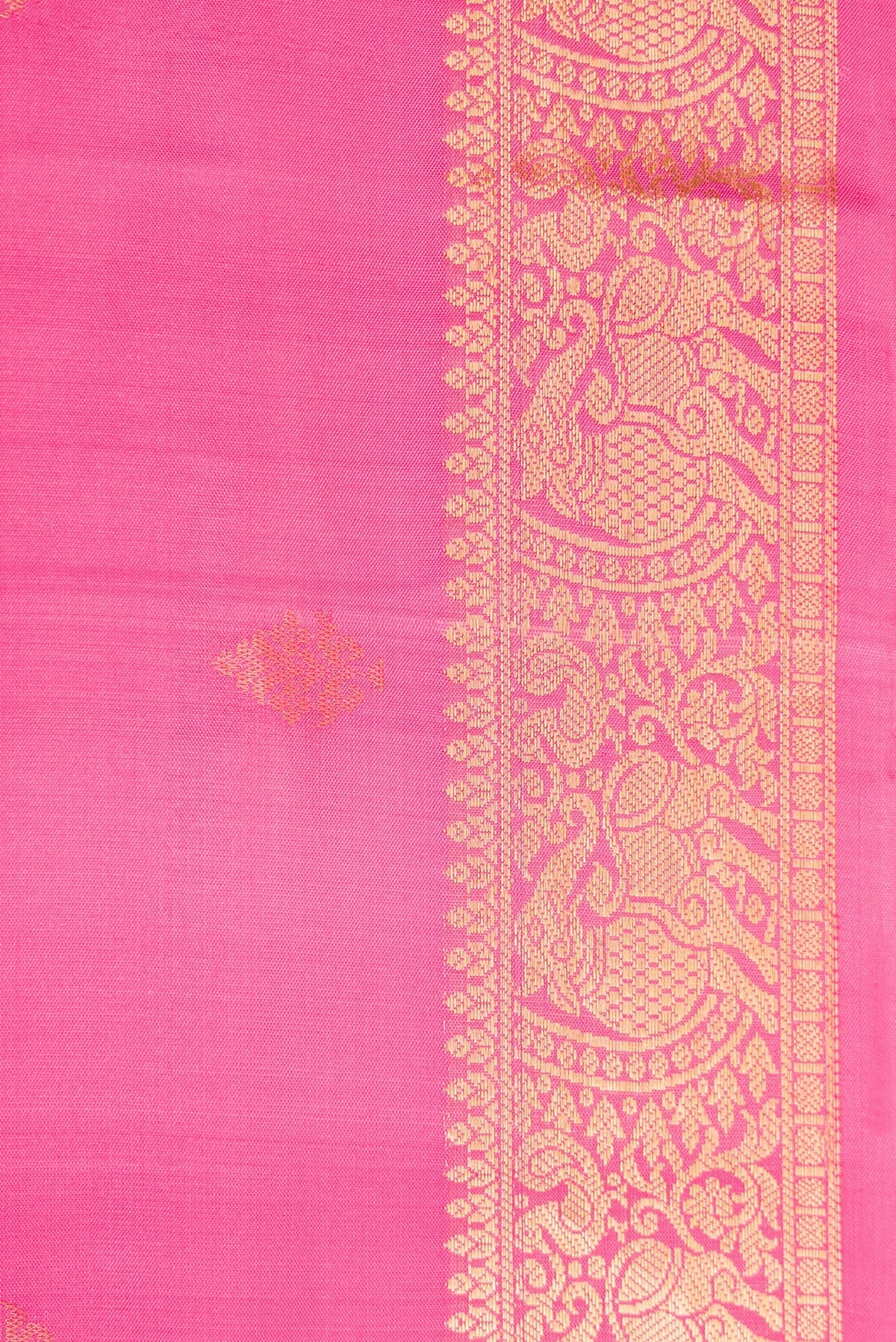 Border image of Pink Dual Tone Soft Silk Saree with Zari Butta on the body and Zari Border. 