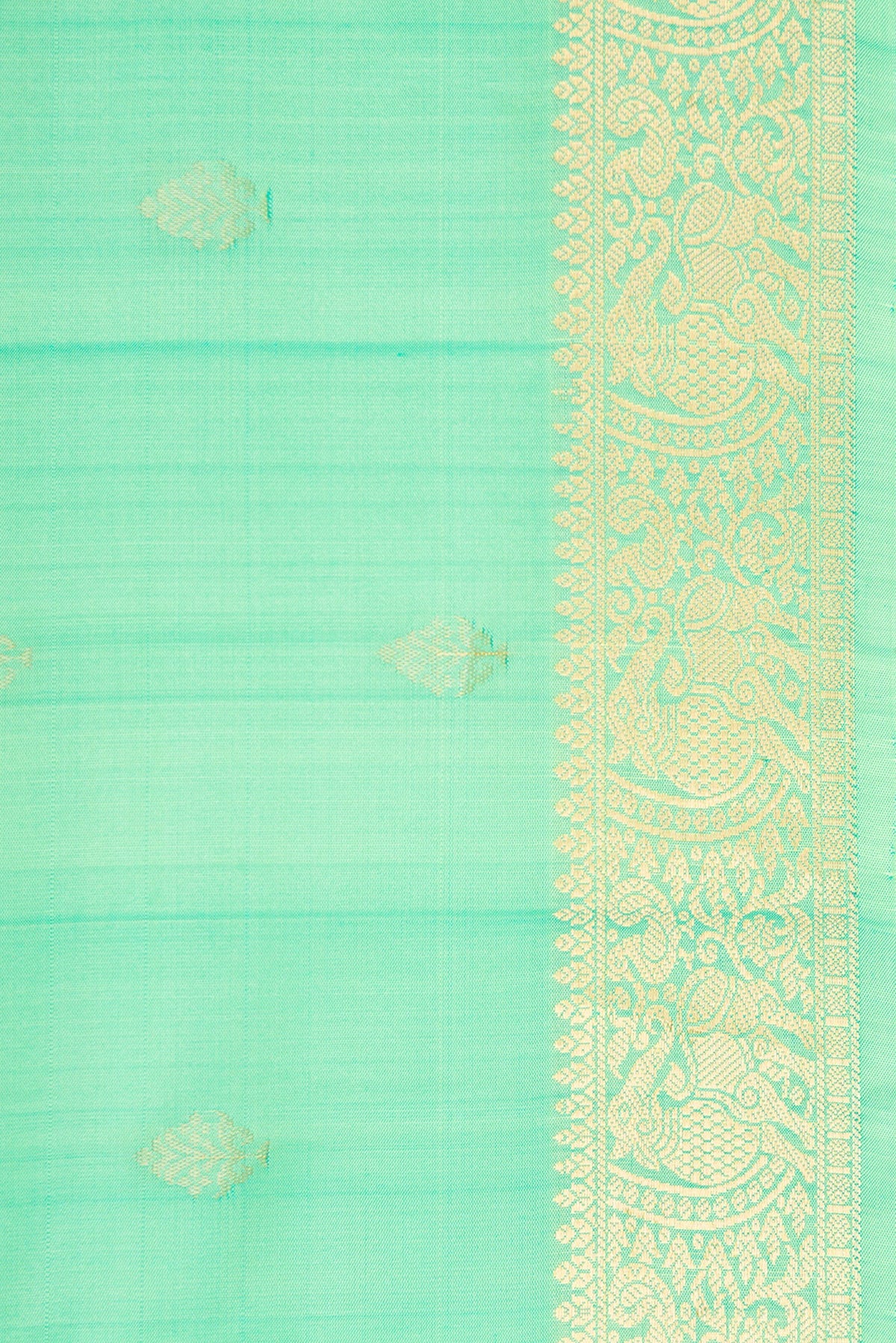 Border image of Pista Green Dual Tone Soft Silk Saree with Zari Butta on the body and Zari Border. 